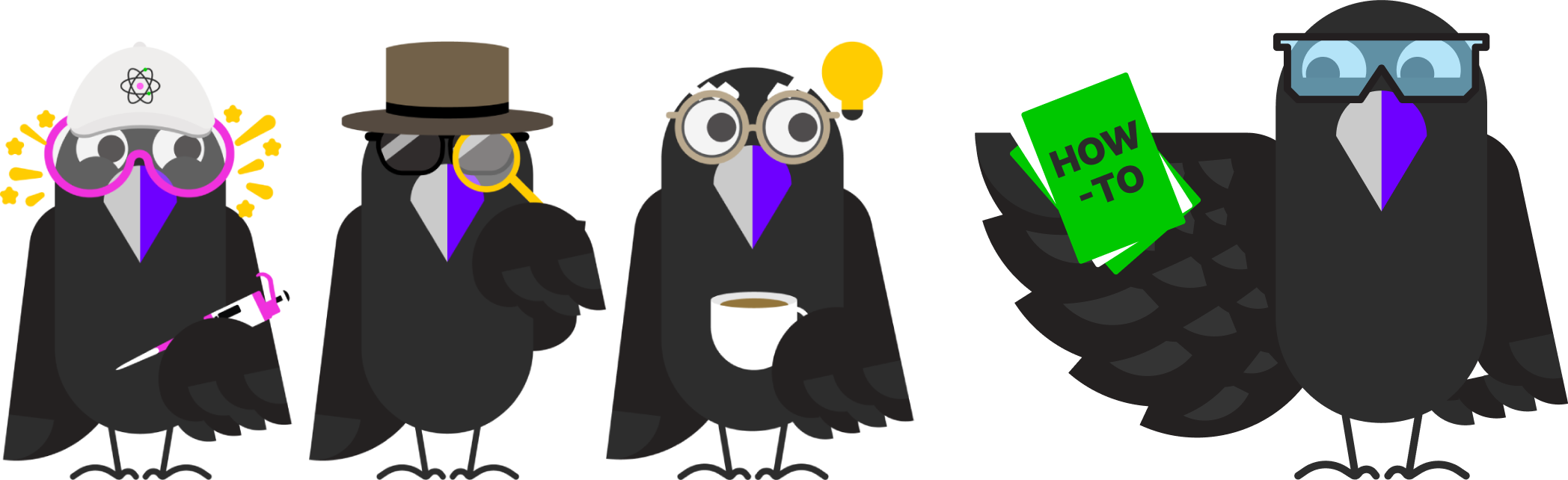 Rigorous Raven with arms crossed and feeling frustrated, as three rodents have very different appearances: one has wings, and another is very buff and lifting weights.